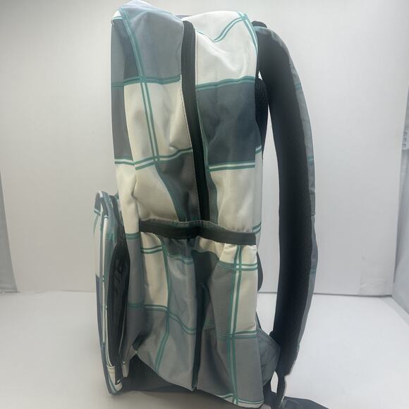 FUL Backpack w Padded Laptop Cushion Sleeve Pockets Green & Gray Plaid - NEW - Picture 4 of 10